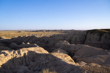 Beautiful sunset over Badlands National Park landscape, south dakota
