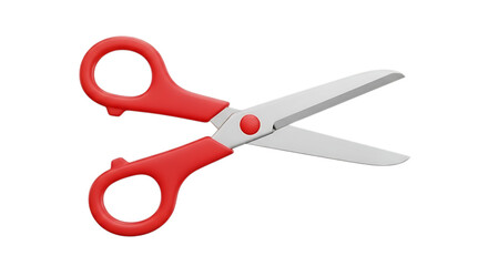 Bright red children s safety scissors isolated on transparent background
