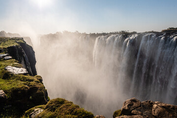 Closeup of the Victoria falls, on the Zimbabwe Zambia Border.