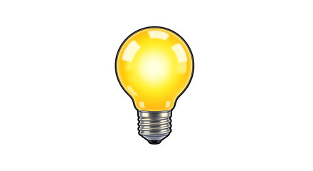 Bright yellow incandescent light bulb isolated on transparent background