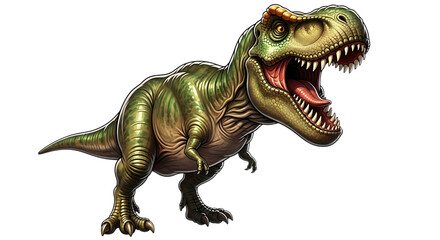 Naklejka premium Fierce tyrannosaurus rex dinosaur roaring with sharp teeth isolated on transparent background