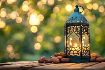 Fototapeta premium Ornate lantern, dates, bokeh