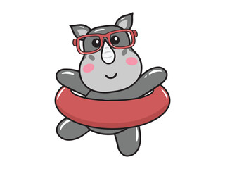 Rhinoceros Animal Cartoon Summer Day Background
