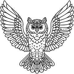 Clean Spread‑Wings Vector Owl