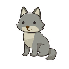Cute cartoon wolf sitting friendly and approachable for children's stories