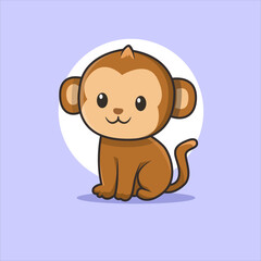 Adorable cartoon monkey sits happily, perfect for playful designs.