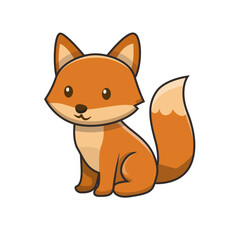 Adorable cartoon fox sitting with fluffy tail, perfect for children's themes