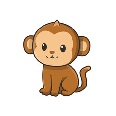 Adorable cartoon monkey sitting with a playful expression