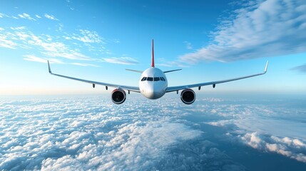 Obraz premium The plane fly in the sky. 3d rendering and illustration.