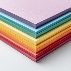Stack of colorful papers in rainbow hues