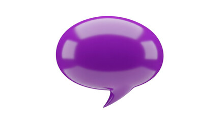 Glossy purple speech bubble isolated on transparent background