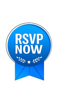 Blue RSVP button with ribbon
