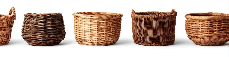 Woven baskets in various shades of brown