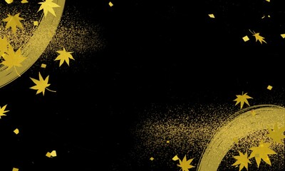 金の紅葉の和風背景