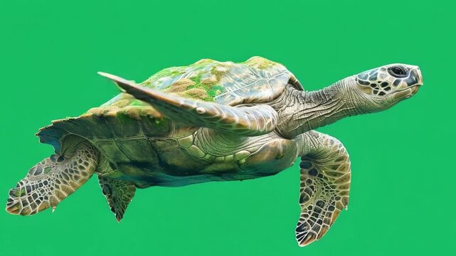 archelon giant ancient turtle swimming on green screen 4K Videos
