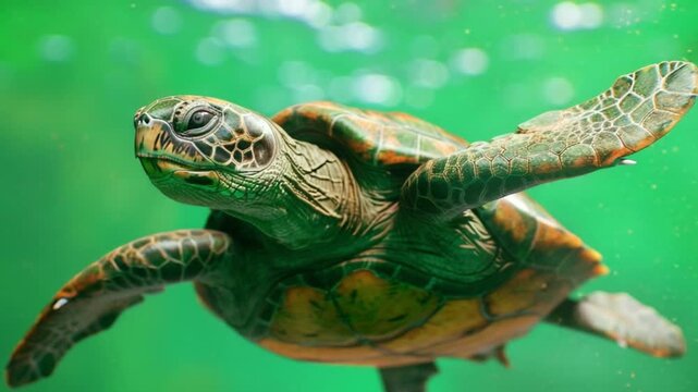 archelon giant ancient turtle swimming on green screen 4K Videos