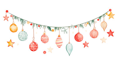 Christmas decoration illustration on white background, Ideal for holiday-themed designs and printables.