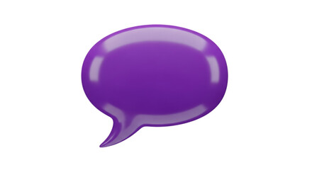 Glossy purple speech bubble isolated on transparent background