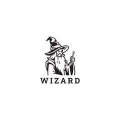 Wizard logo vector icon illustration style