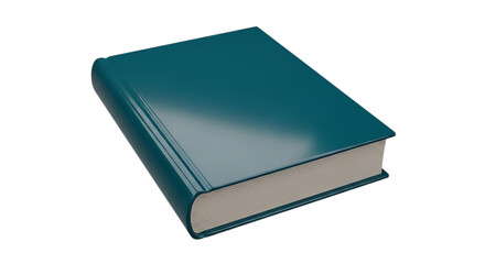 A closed teal hardcover book isolated on transparent background