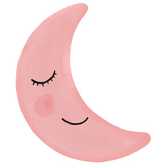 smiling pink crescent moon