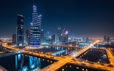 Fototapeta premium Riyadh city in Saudi Arabia, night view. High quality