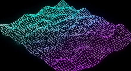 A vibrant, abstract grid illustration depicting a three-dimensional, undulating surface.