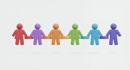 Diverse group of figures linked together