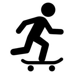 Skater person skating symbol icon with transparent background in black and white style
