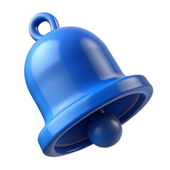 Dynamic Glossy Blue Plastic Ringing Bell with Rounded Body and Light Gloss, Transparent Background