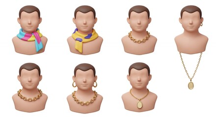 Mannequin heads with fashion accessories