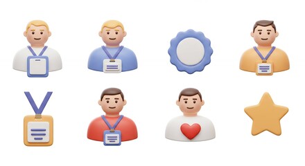 User interface icons set with name tags and symbols