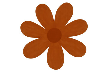 Vivid orange flower with seven bright petals blossoming, radiating cheerful botanical design against transparent background