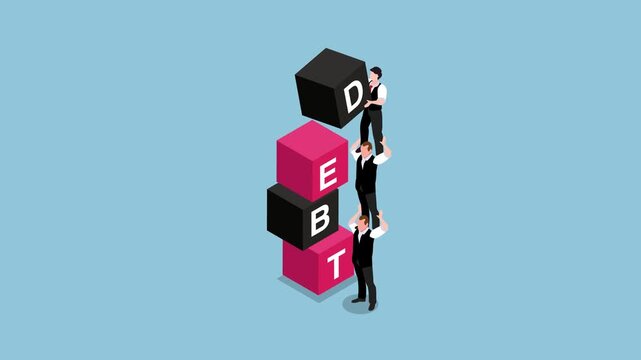 The Burden of Debt on Business 3d animation cartoon
