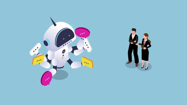AI Chatbot and Business Communication 3d animation cartoon