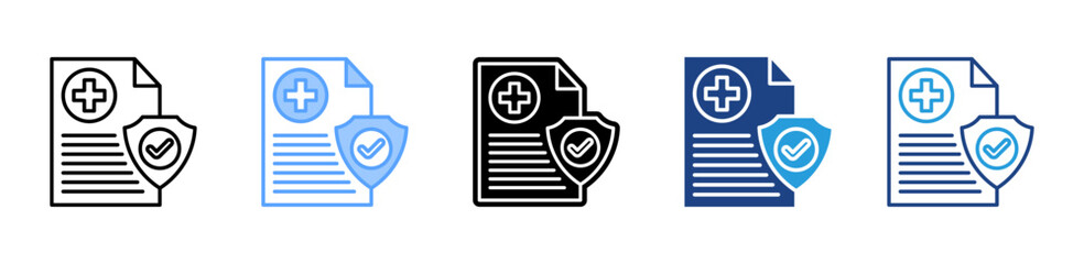 Fototapeta premium Hospital Policy icon sheet multiple style collection