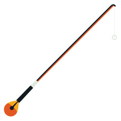Stylized fishing rod with lure and line