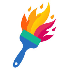 Fiery paintbrush with vibrant colors