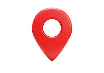 Red map pin isolated on transparent background