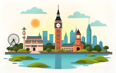 Global landmarks celebration for world tourism day illustration. High quality