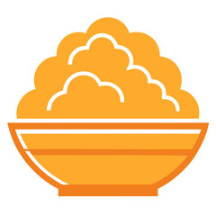 Stylized icon of a bowl filled with fluffy orange food