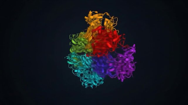 Colorful Animated Protein Structure: Molecular Biology Visualization