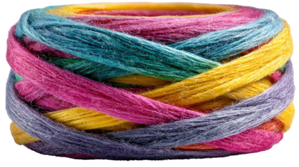 Colorful Yarn Sphere: a tightly wound sphere of vibrant, multicolored yarn. The seamless blending of hues evokes a sense of creative inspiration and artistic potential.