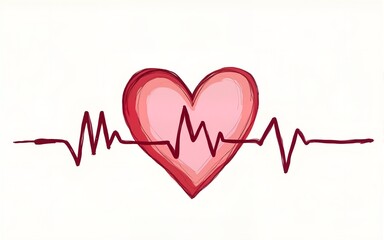 world heart day drawing in line, Hand drawing and single line style in heart shape and heartbeat, Poster's campaign of World heart day in vector design. High quality