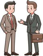 Fototapeta premium 話をするスーツの男性2人のイラスト