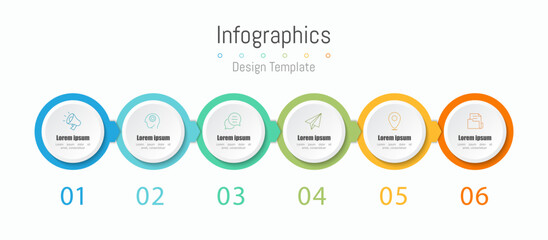 Infographic 6 options design elements for your business data. Vector Illustration.