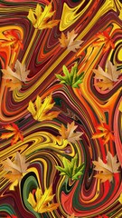 Autumn Whirl Leaves Pattern ,abstract colorful background
