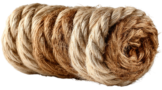 Coiled Rope Texture: A close-up shot reveals a meticulously arranged coil of durable, textured rope, showcasing its robust fibers and intricate construction. 