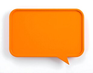 A vibrant orange, speech bubble, rendered in 3D, against a stark white background