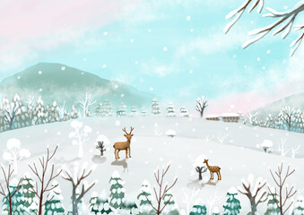 눈 내리는 겨울 풍경